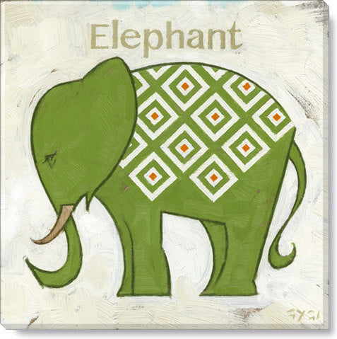 Green Diamond Elephant Giclee 