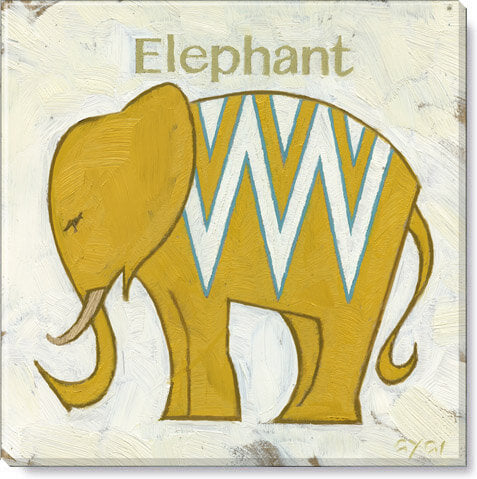 Yellow Chevron Elephant Giclee
