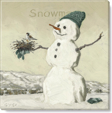 Snowman With Bird-Sepia Giclee