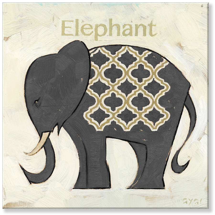 Damask Elephant Silhouette Art