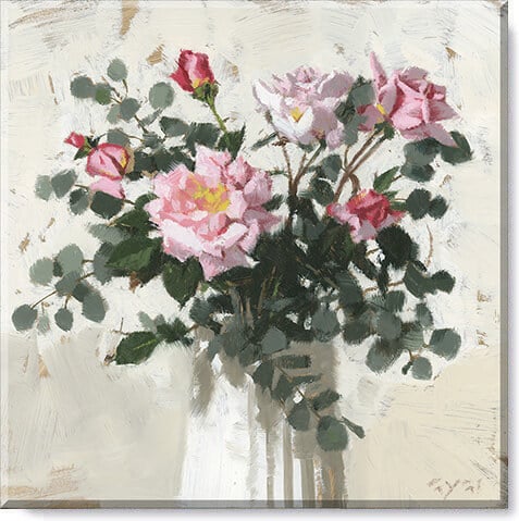 Pink Rose Bouquet Canvas Art  